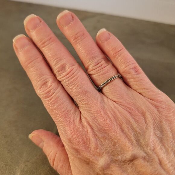 Sterling Sawtooth Design Two Ring Set - Picture 6 of 6